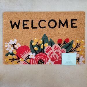Spring Summer Pink Flowers Blossoms Garden Outdoor Coir WELCOME Door Mat 18x28"